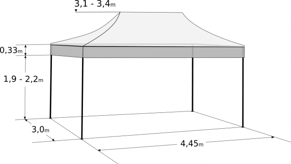 Rozkladací stan 3x4,5m - Profi hliníkový hexagon