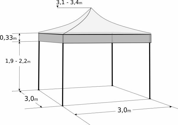 Rozkladací stan 3x3m - hliníkový hexagon profi