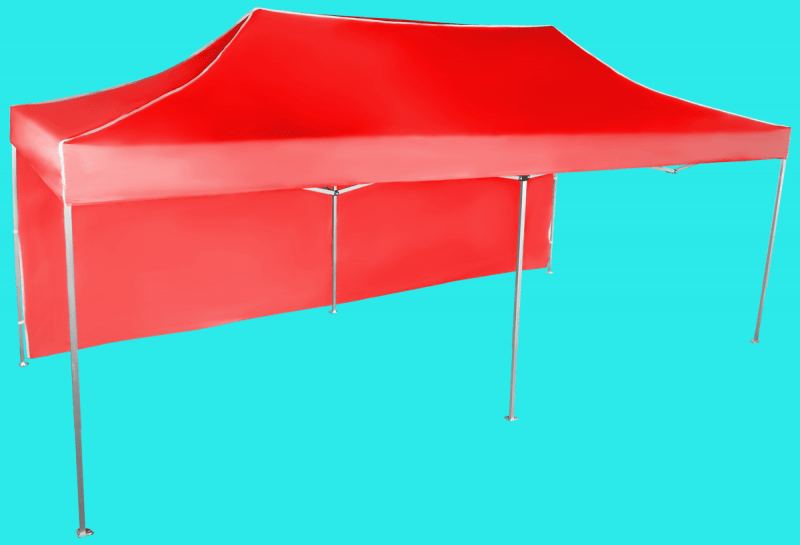 Rýchlorozkladací nožnicový stan 3x6m – hliníkový, Červená, 1 bočná plachta