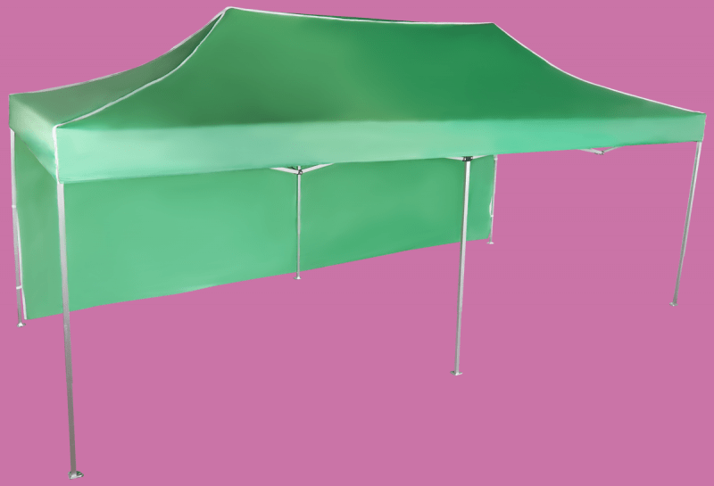 Rýchlorozkladací nožnicový stan 3x6m – hliníkový, Zelená, 1 bočná plachta